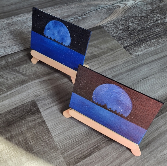 "Blue Moon Illumination" Paintings by Artistic Ashara - Set of 2, Perfect Gifts - Picture 2 of 10